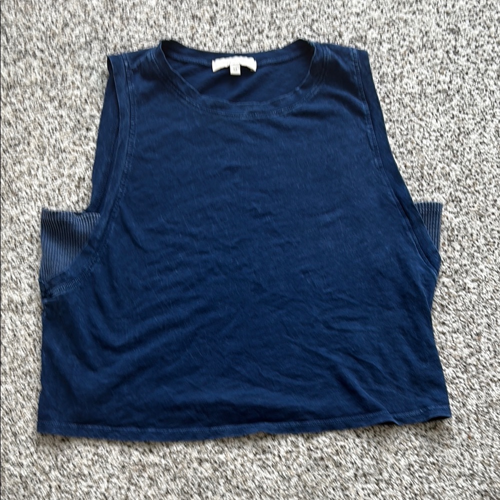 Blue Boxy Sleeveless Muscle Tee